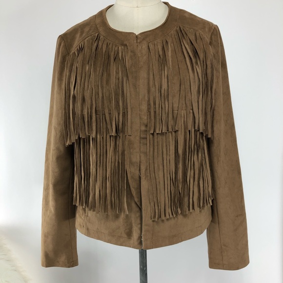 a.n.a Jackets & Blazers - a.n.a faux suede tan fringe jacket. Size Medium